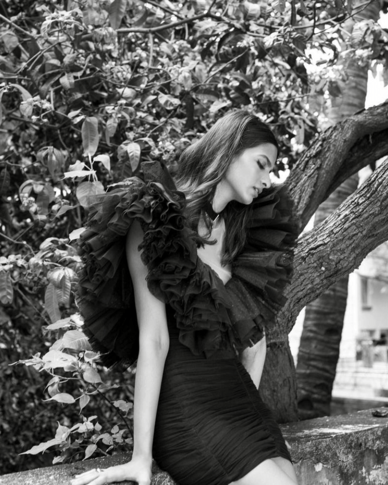 Ruched Ruffle Dress