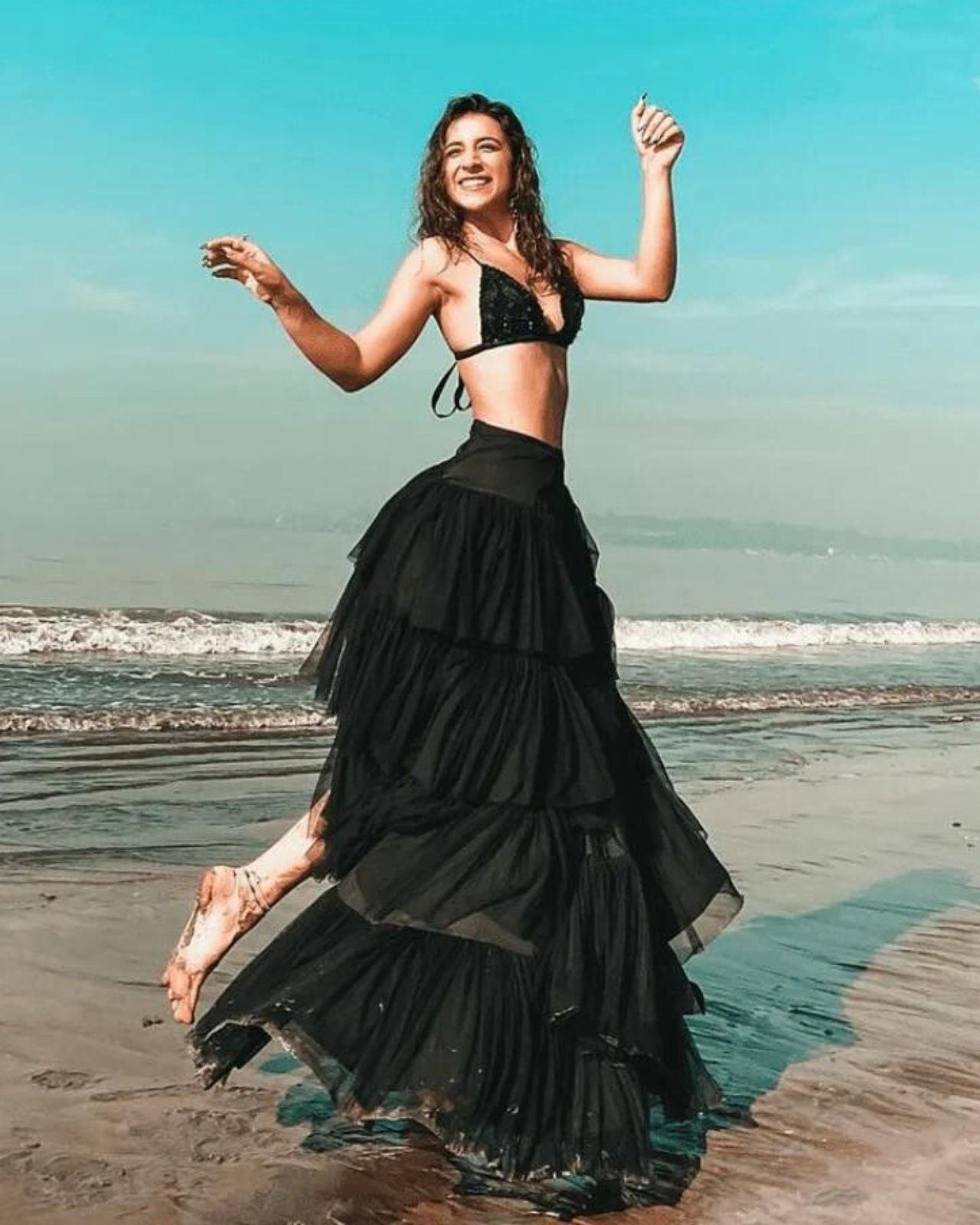 Charcoal Root Top + Tiered Tulle Skirt