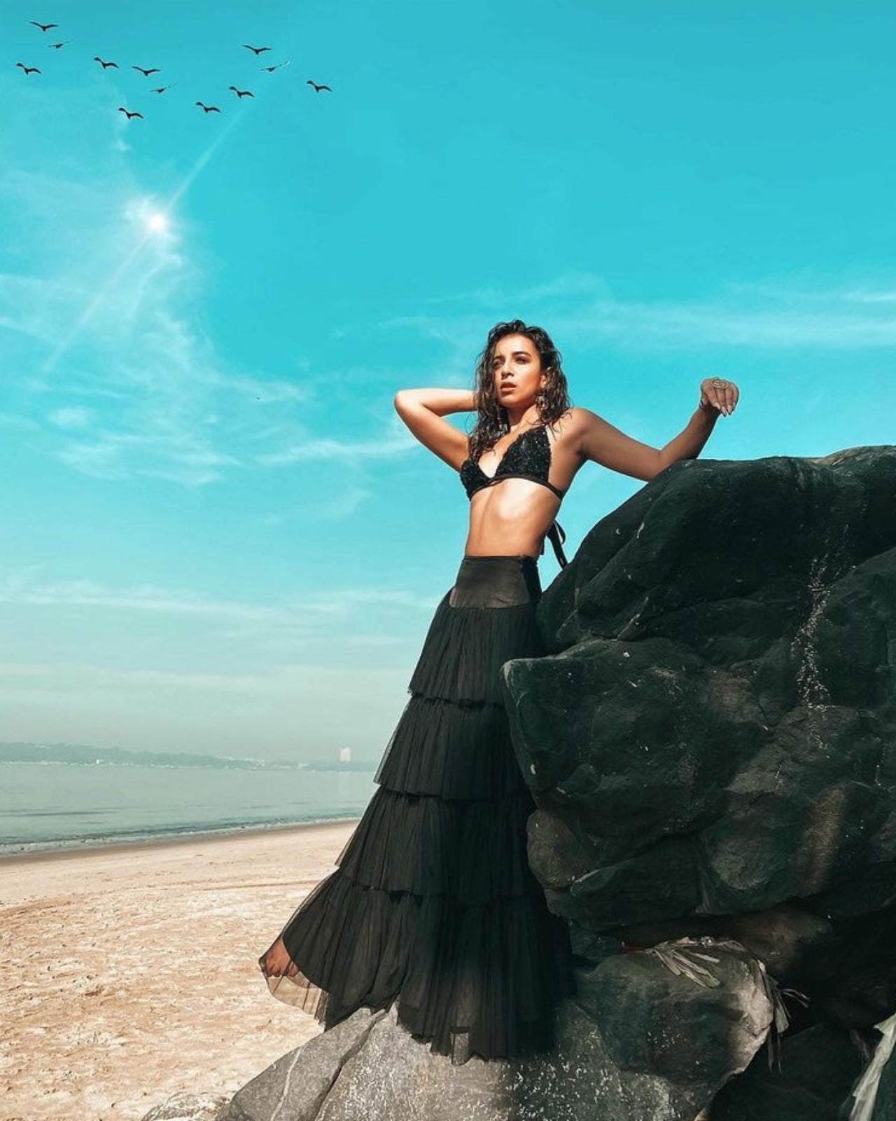 Charcoal Root Top + Tiered Tulle Skirt