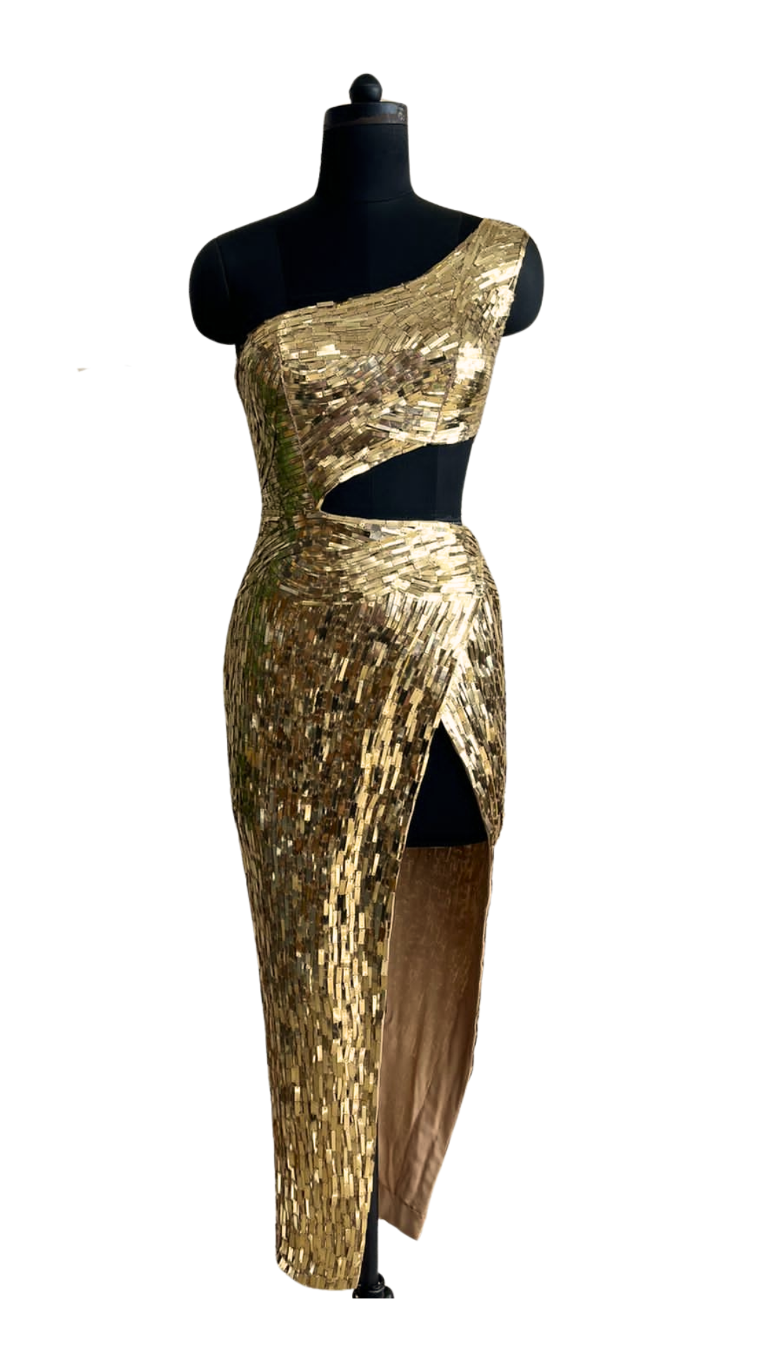 Gold Metallic Midi Dress