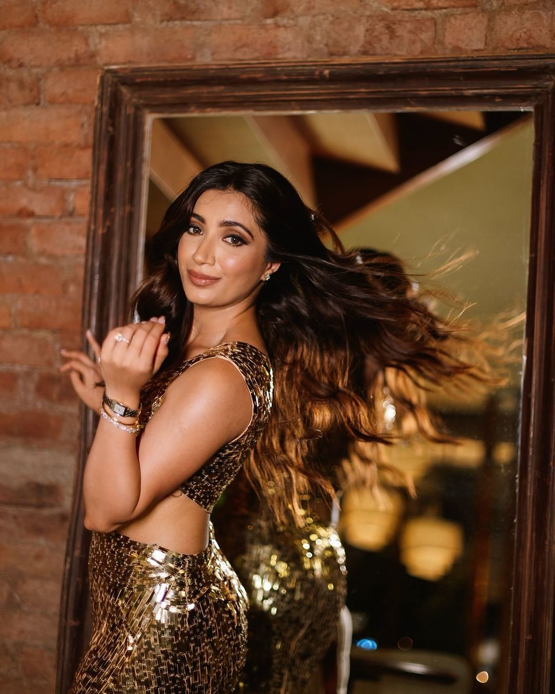 Gold Metallic Midi Dress
