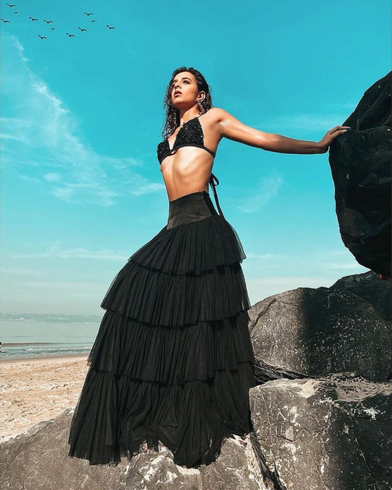 Charcoal Root Top + Tiered Tulle Skirt