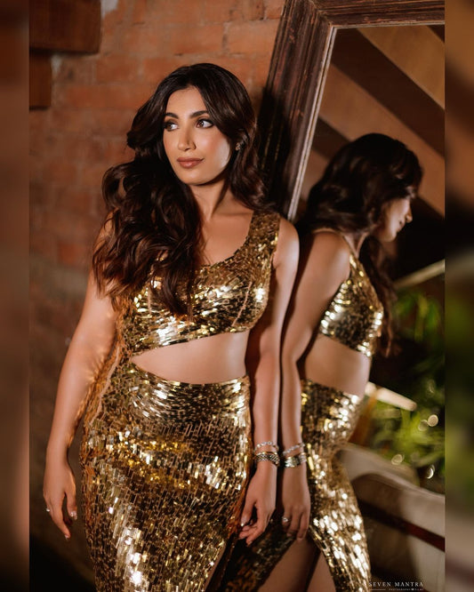 Gold Metallic Midi Dress